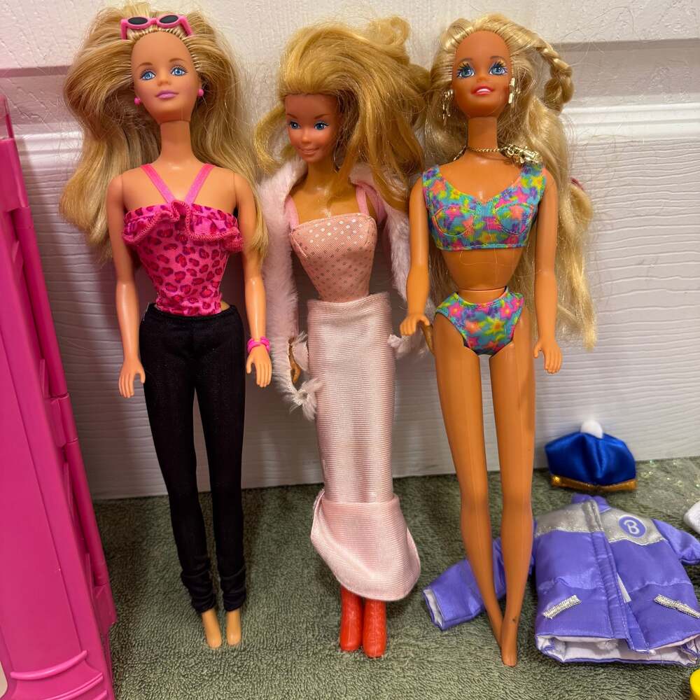 Vintage Mattel Barbie Doll Lot of 3 - 90s Fashion Outfits and Accessories